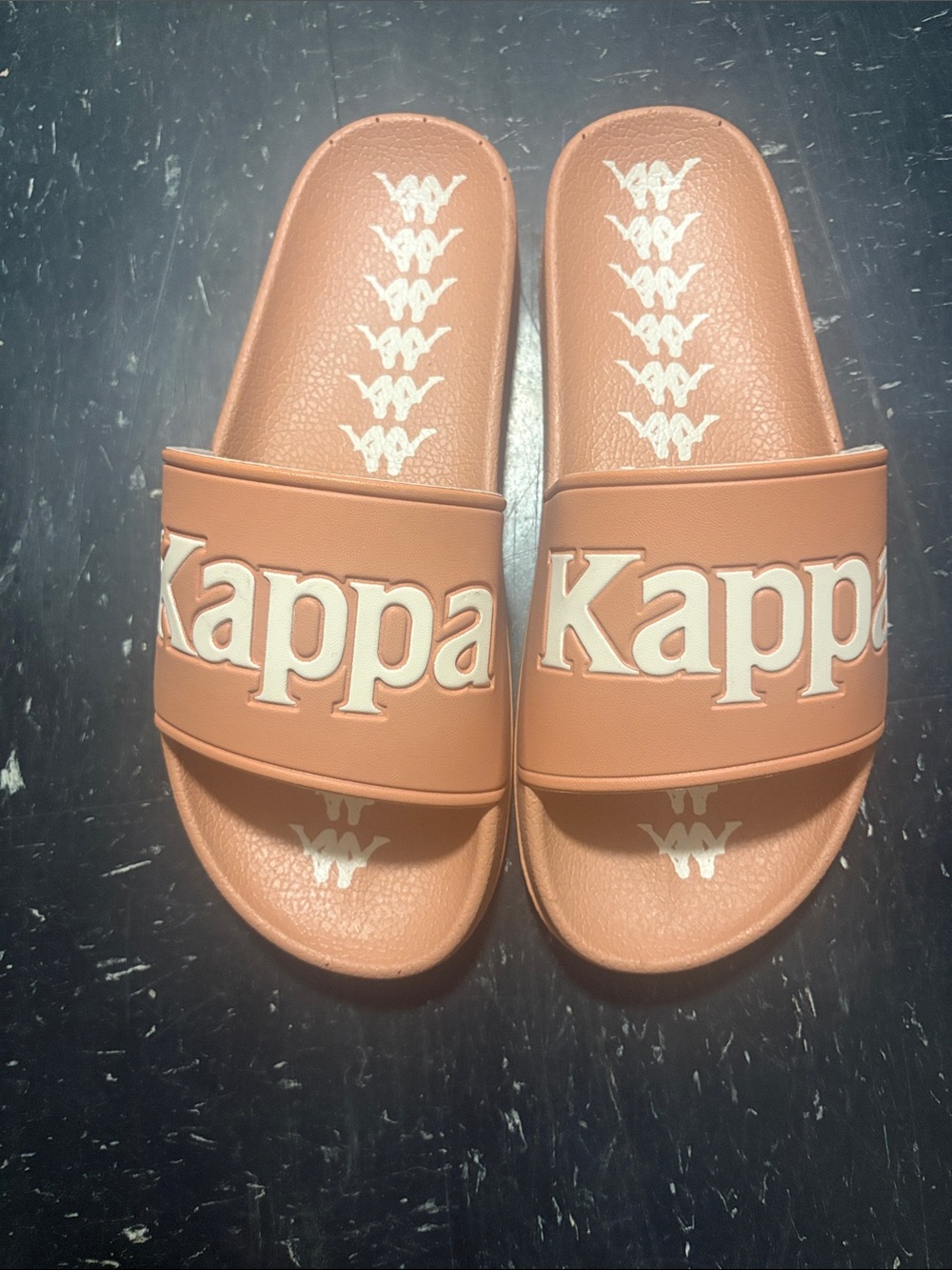 Kappa Kids Slide Sandals in Tan with White Logo